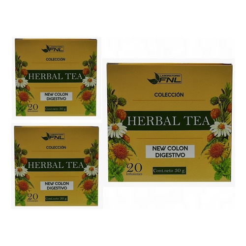 Herbal Tea New Colon Digestivo 3cajas 20 Infusiones C/u Fnl