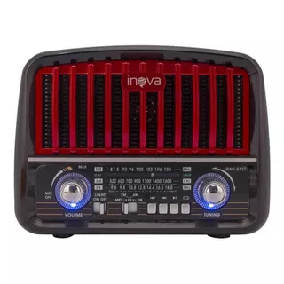 Rádio Retro Portátil Inova Rádo 3 Bandas Am, Fm, Sw Vermelho Cor Preto Com Vermelho Bivolt