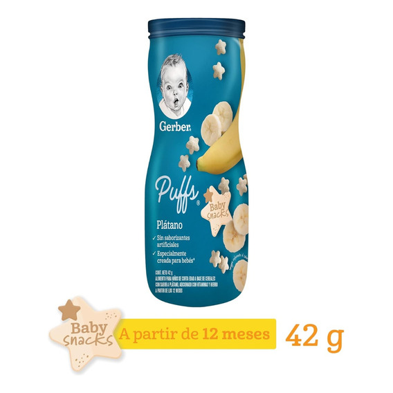 Snack Gerber Puffs Para Niños Sabor A Plátano 42g 12 Meses