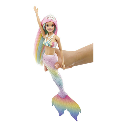 Barbie Fantasía Muñeca Sirena Arcoíris Mágico con cabello arcoíris y cambio de color para niñas de 3 años en adelante