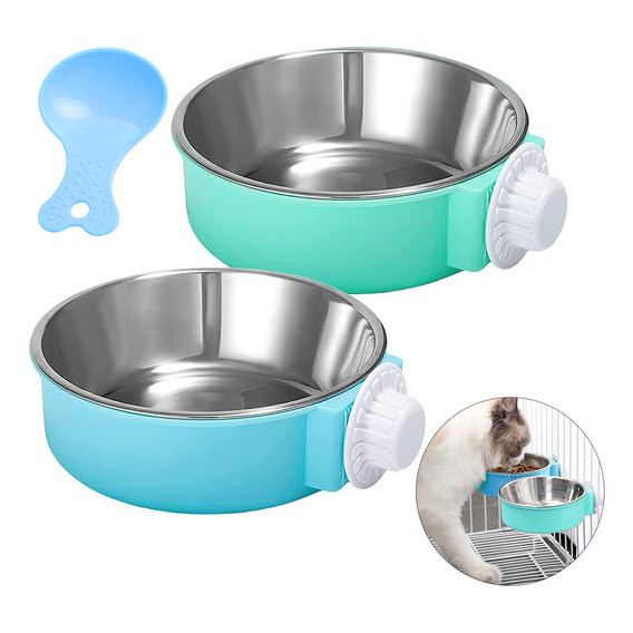 2pcs Plato Comedero Para Jaula Canil Perros Gatos 17 X 5 Cm