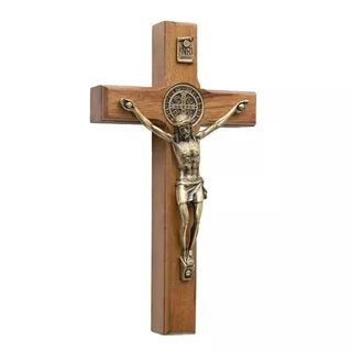 Crucifixo Pequeno Parede Medalha São Bento 12cm X 6,5cm