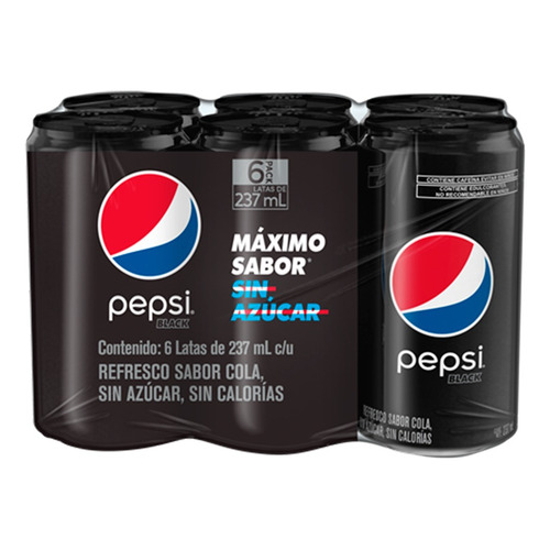 3 Pack Refresco Cola Black Pepsi 237 Ml