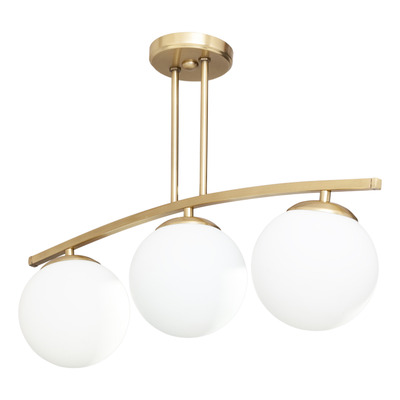 Plafon 3 Luces Barral Curvo Elyn Dorado Globo Opal 15cm E27 
