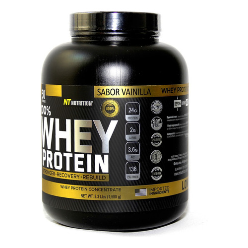 Proteina Premium 100% Whey Protein 100 Scoops Nt Nutrition Sabor Vainilla