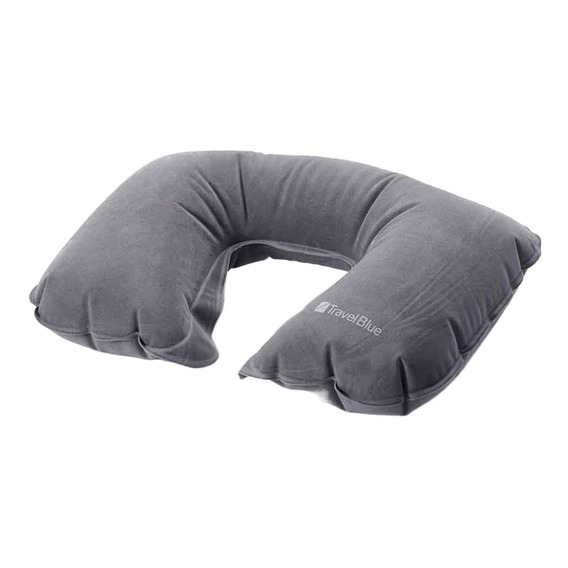 Almohada Cojin Cuello Para Viaje Inflable Antialergico Full Color Gris Diseño de la tela Tela