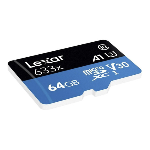 Tarjeta de memoria Lexar Tarjeta Micro SD LEXAR 64GB high Performance 633x Class 10 U3 A1  High-Performance 633x con adaptador SD 64GB