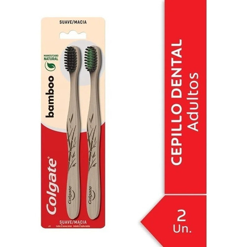 Cepillo Dental Colgate Bamboo Suave Adultos Pack X2 Unidades