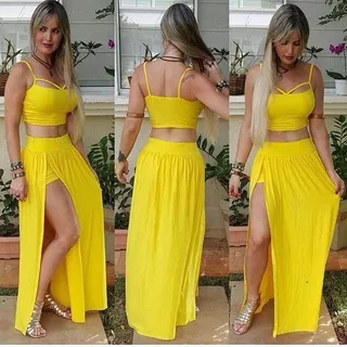 Conjunto Pollera Y Top Con Tiritas, Modelos Importados