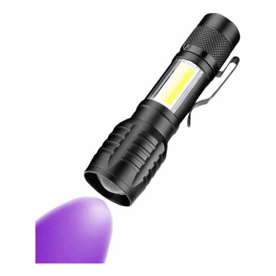 Lámpara Linterna Táctica Luz Negra Ultravioleta Campismo Multiusos Seguridad Alacranes Batería Recargable Led Q5 Uv Color de la linterna Negro