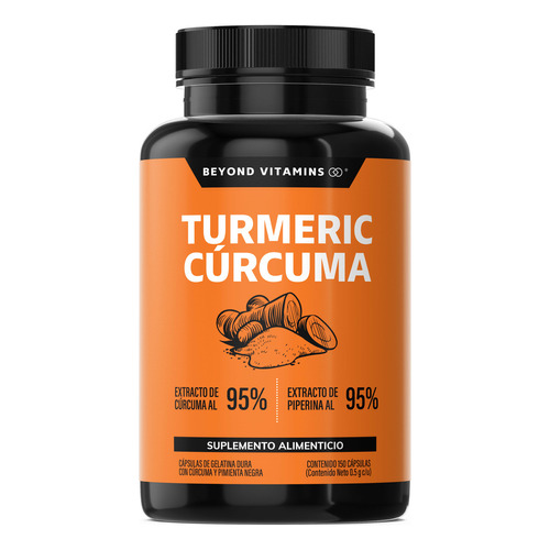 Turmeric Cúrcuma Con Extracto Al 95% + Pimienta Negra Al 95% | Sin Saborizante | Suplemento Alimenticio | 150 Cápsulas