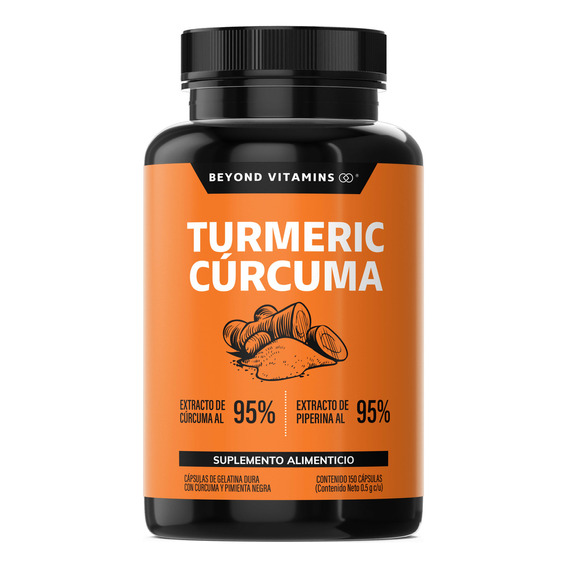 Turmeric Cúrcuma Con Extracto Al 95% + Pimienta Negra Al 95% | Sin Saborizante | Suplemento Alimenticio | 150 Cápsulas