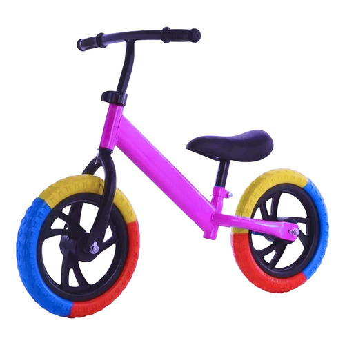 Bicicleta Equilibrio Sin Pedales Aprendizaje Niños Color Fucsia-tricolor