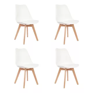 Sillas Tulip Eames Con Almohadon X4 Nordicas Cantidad De Sillas Por Set 4 Color De La Estructura De La Silla Blanco