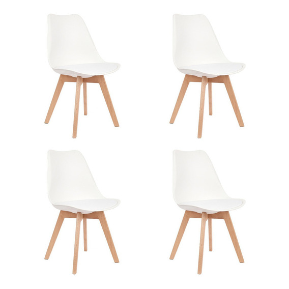 Sillas Tulip Eames Con Almohadon X4 Nordicas Cantidad de sillas por set 4 Color De La Estructura De La Silla Blanco