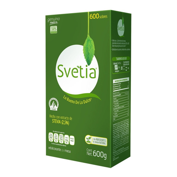 Svetia 600 Sobres De 1g Endulcorante Stevia Sustituto Azúcar