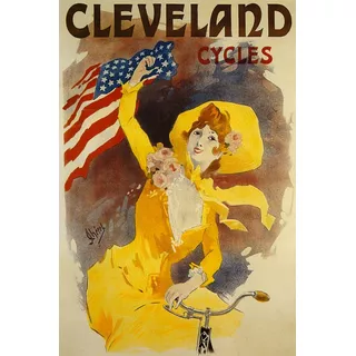 Bicicleta Cleveland Bandeira Estados Unidos Poster 76cmx50cm