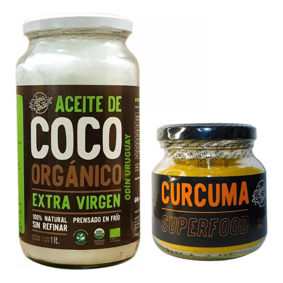 Aceite De Coco Orgánico Extra Virgen 1lt + Cúrcuma