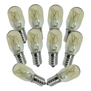 Kit 10 Lampada E14 15w 127v P/ Fogoes Geladeiras Microondas Luz Branco-quente 110v