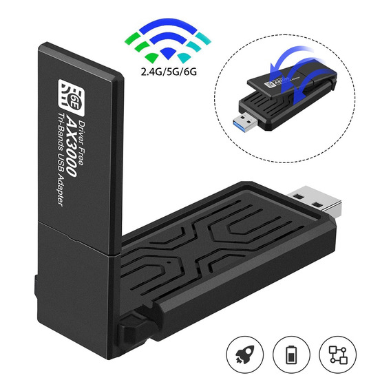 Adaptador Inalámbrico Wifi Usb 3.0 Triple Band 3000mbps 6g