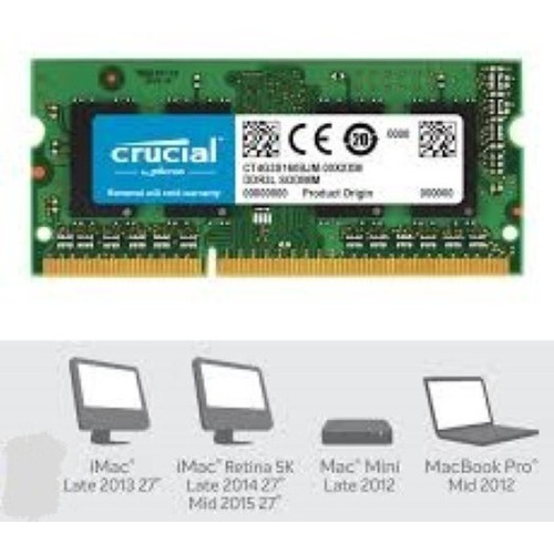 Memoria Crucial 4gb Ddr3 1600mhz Pc3-12800 204-pin 1.35v/1.5