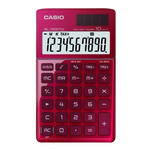 Calculadora Portátil Casio Sl-1000tw - 10 Digitos - Solar Color Rojo