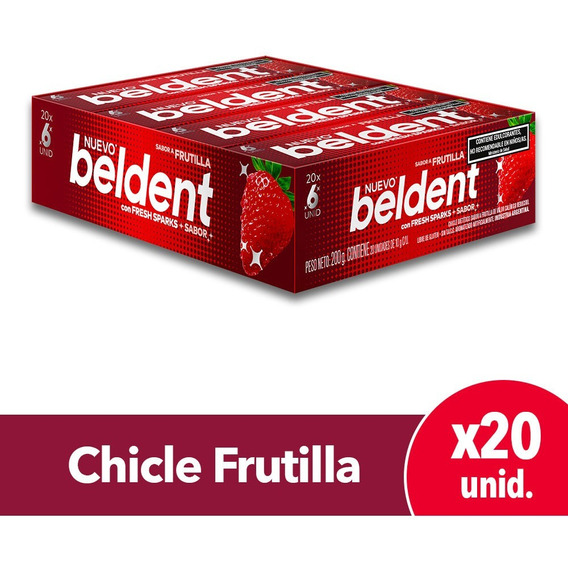 Beldent chicles frutilla caja 20 unidades
