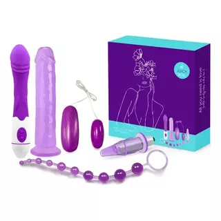 Set Vibrador Consolador Juguete Vaginal Anal,  5 En 1 