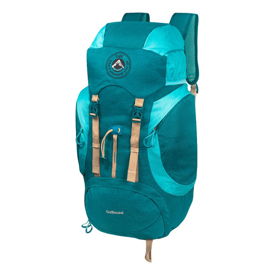 Mochila De Camping T-go Out Bound 40 Litros Ajuste Pectoral Abdominal Espaldar Ergonómico Cobertor Lluvia Xs505 Turquesa