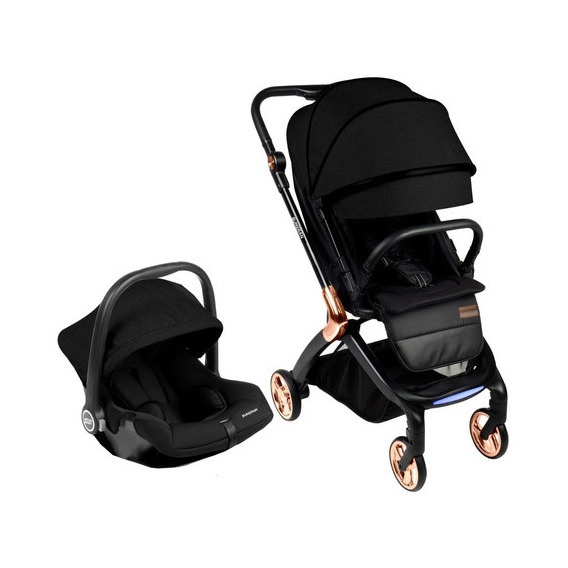 Coche Cuna Bebe Compacto Bumeran Mega Baby 360º Con Huevito Color Black