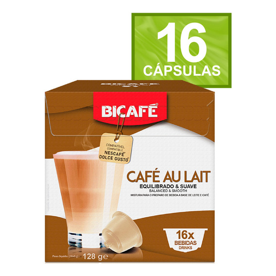 Café au Lait en caja de cápsulas Bicafé 160g 16 unidades