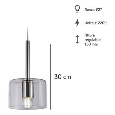 Colgante 3 Luces Bios Fat Transparente Apto Led Vidrio Lk