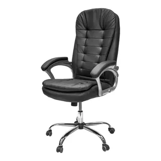 Silla Oficina Ejecutivo Reclinable Tipo Cuero Homeoffice Color Negro