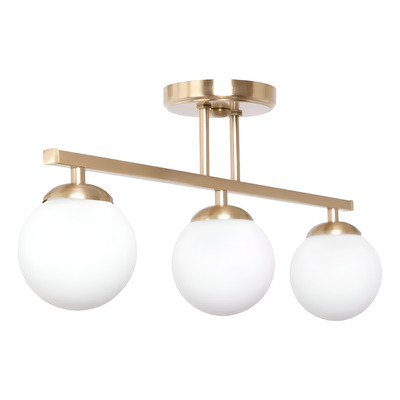 Plafon 3 Luces Barral Elyn Dorado Globo 15cm Opal E27 Rosca 