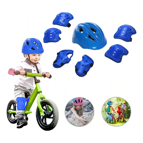 Kit Casco Protección Niños Rodilleras+muñequeras+coderas