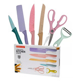 Set De Cuchillos Color Pastel X 6 Piezas