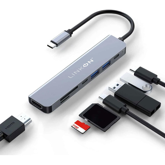 Hub Adaptador Usb C 7 En 1 Linkon Para Mac Macbook Windows