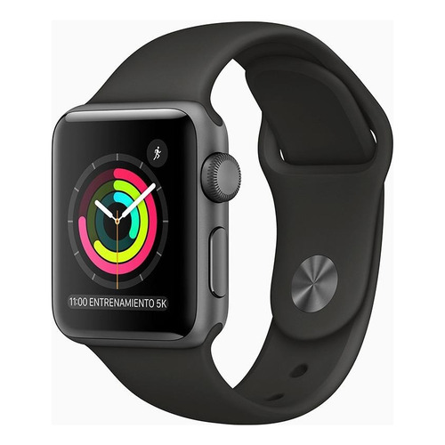 Apple Watch  Series 3 (GPS) - Caja de aluminio gris espacial de 38 mm - Correa deportiva negro