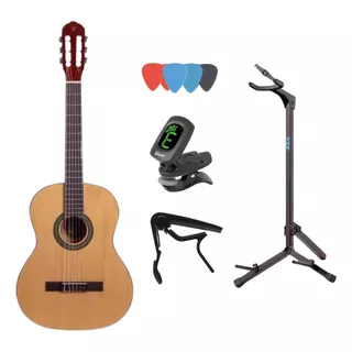 Violão Clássico Acústico Capa  Acessórios Kit Afinador Capo