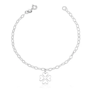 Pulseira Trevo De Quatro Folhas - Prata 925 Comprimento 19 Cm