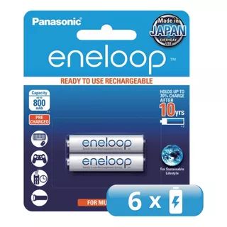 6 Pilas Aaa Recargables Panasonic Eneloop, 6 Pilas