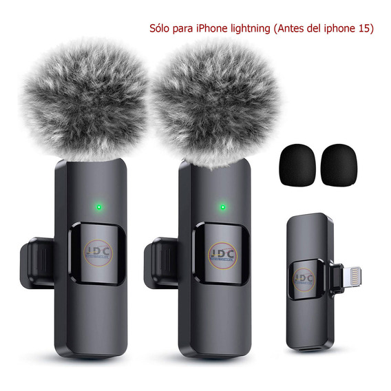 K9Pro Micrófono De Solapa Inalámbrico Para Celular iPhone lightning iPad 2 Piezas Con Antipop Negro
