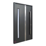 Puerta Pivotante Gris Grafito Con Postigo Vidriado 100x200