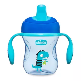 Vaso Para Bebés Con Aza Antiderrame Chicco Training Cup Con Sorbete Color Blue De 200ml