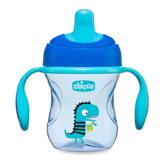 Vaso para bebés con aza antiderrame Chicco Training Cup con sorbete color blue de 200mL