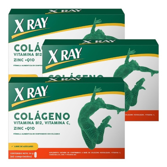 Combo X 3 X Ray Colágeno Vit B12 Vit C Zinc Y Q10 X 60 Comp.
