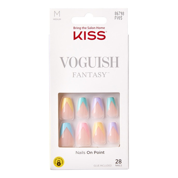 Uñas postizas ballerina Kiss Voguish Fantasy color multicolor francesas