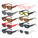 10 Piezas Gafas De Sol Rectangulares Estilo Vintage Casual