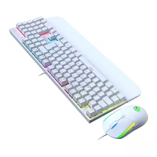 Kit Teclado E Mouse Mecânico Abnt2 Gamer Switch Blue Bk-03 Cor Do Mouse Branco Cor Do Teclado Branco