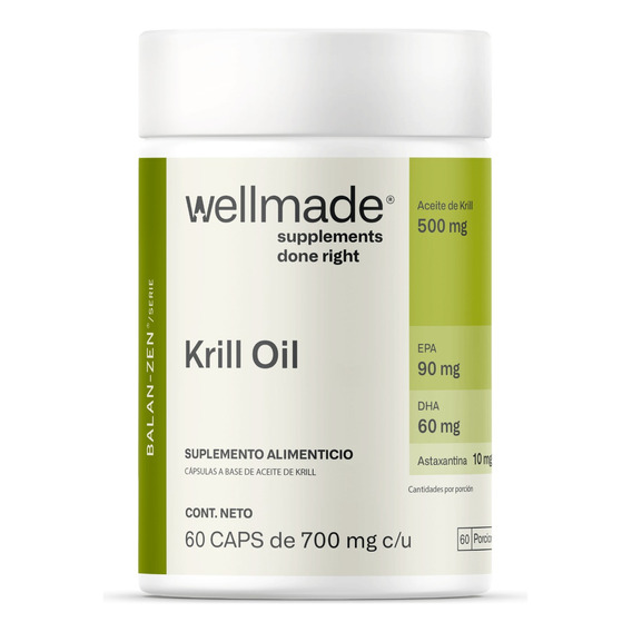Suplemento Aceite De Krill Astaxantina Wellmade 60 Caps